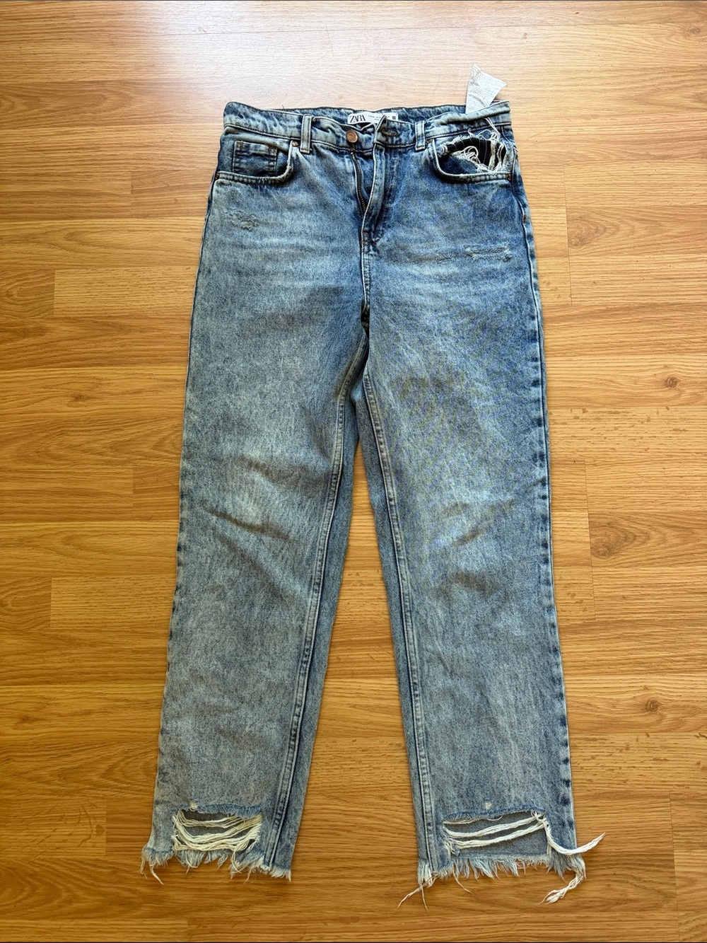 Zara straight leg high waisted jeans